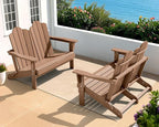 SERWALL Folding Adirondack Bench, HDPE All-Weather Adirondack Loveseat Set of 2 by SERWALL