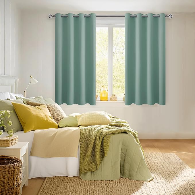 Blackout Curtains for Bedroom, Sage Green, 52 x 45 Inch, 2 Panels | Thermal - Image 6