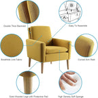 Mid-Century Modern Accent Chair, Linen Fabric Upholstered Comfy Reading Leisure - Image 5