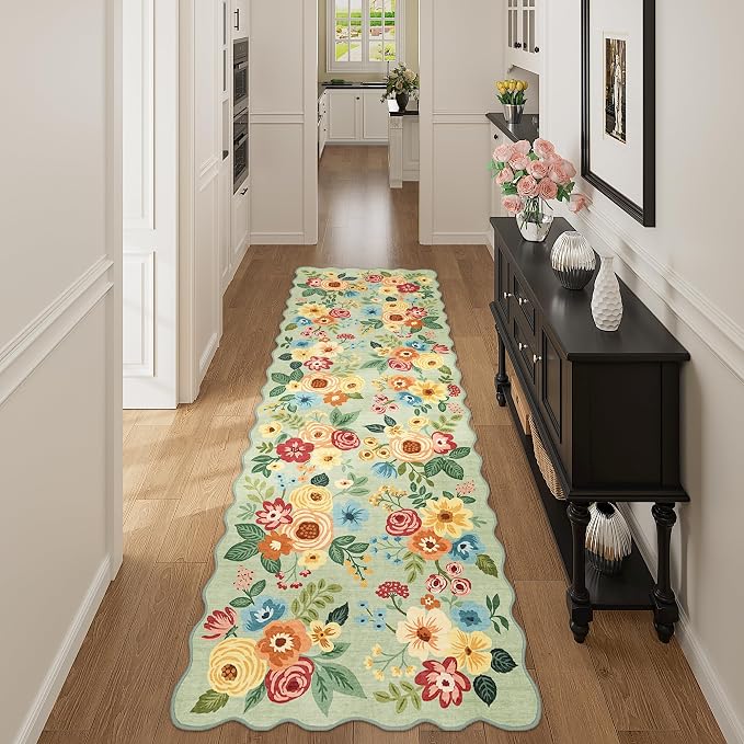 DUKINO 2x10 Runner Rug for Hallway, Washable Kitchen Rug Non Slip, Low Pile by DUKINO