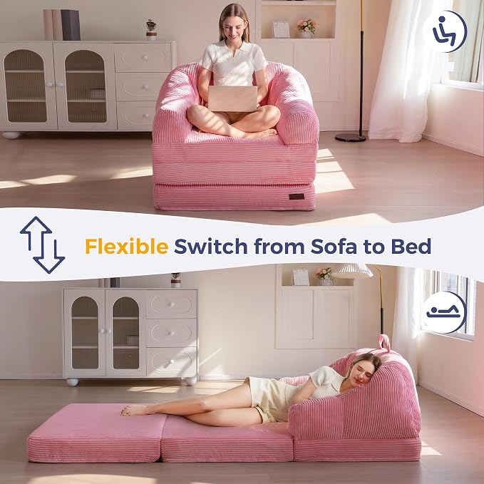 MAXYOYO Folding Sofa Bed with Backrest, Boneless Fold Out Couch Bed with Handle - Image 4