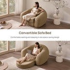 SICOTAS 49.9" Curved Convertible Sofa Couch Bed - Image 3