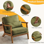 Karl home Accent Chair Wide Armrest Mid-Century Lounge Chair Linen Fabric - Image 3