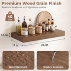 12 inch Deep Floating Shelves for Wall, 24 inch Wide Engineered Wood Wall - Image 3