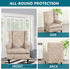 KRFOONN Wing Chair Slipcovers 2 Piece Stretch Leather Look Wingback Chair - Image 5