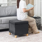 Adeco Faux Fur Storage Ottoman Cube, Upholstered Small Bench - Image 5