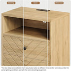 Modern Nightstand with Charging Station, LED Bedside Table with 2 Storage - Image 5