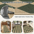 Lahome Checkered Easy Jute 5x7 Outdoor Rug, Washable Rugs - Image 7