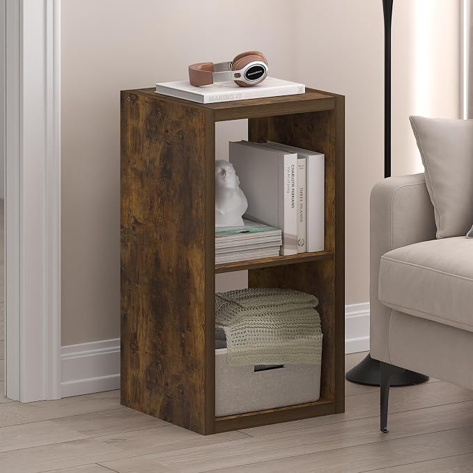 Furinno Cubicle Book Shelf, 2-Cube Bookshelf, Extra Thick Frame Horizontally & - Image 2