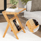 Giantex Rattan Side Table Set of 2, Boho Nightstand - Image 5