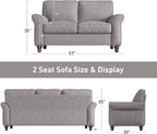 Bonzy Home 57" Loveseat Sofa, 2 Seater Sofa - Image 2