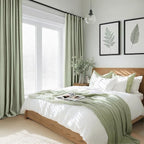 INOVADAY Linen Textured 100% Blackout Sliding Door Curtains 102x84 Sage | 1 - Image 3