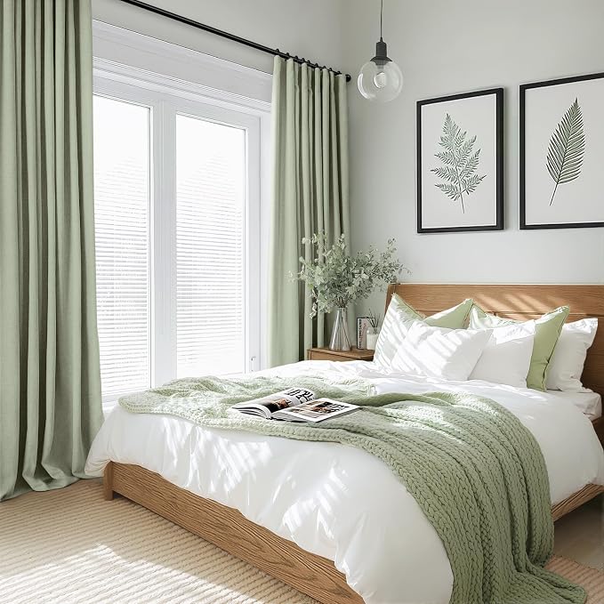 INOVADAY Sage Green Curtains 100% Blackout Curtains - Image 5