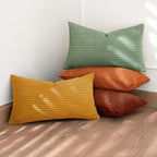 MIULEE Fall Decorative Lumbar Pillow Covers Yellow Rust Green 12x20 | Set of 4 - Image 3