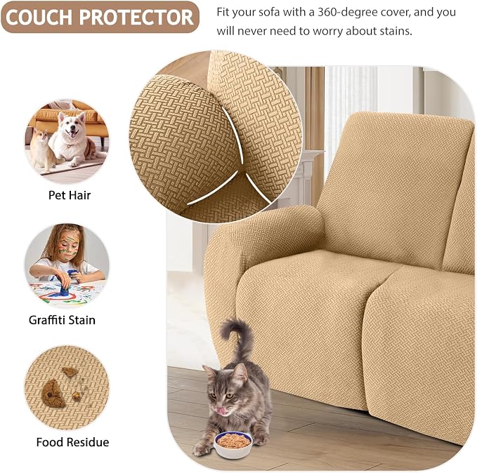 ALIECOM 100% Waterproof Recliner Sectional Couch Covers L Shape Stretch Corner - Image 6