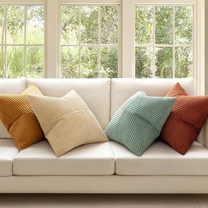 MIULEE Fall Teal-Orange Decorative Throw Pillow Covers 16x16 Inch Set of 4 Boho - Image 2