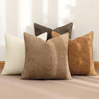 MIULEE Decorative Chenille Fall Euro Pillow Covers Brown 22x22 Pack of 4 | - Image 2