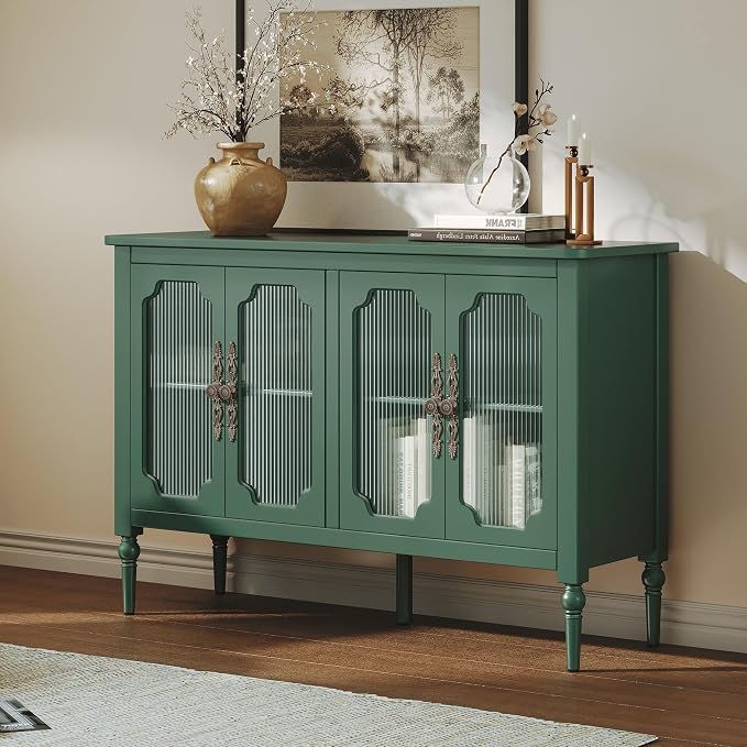 Vintage Buffet Sideboard with 4 Glass Doors, Deractive Crezada - Image 7