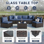 LEVELEVE 7 Pieces Outdoor Patio Furniture Sets, Rattan Conversation Sectional - Image 5