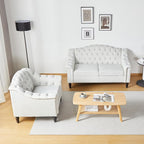 LEVNARY Chesterfield Loveseat Velvet, Upholstered Sofa - Image 7