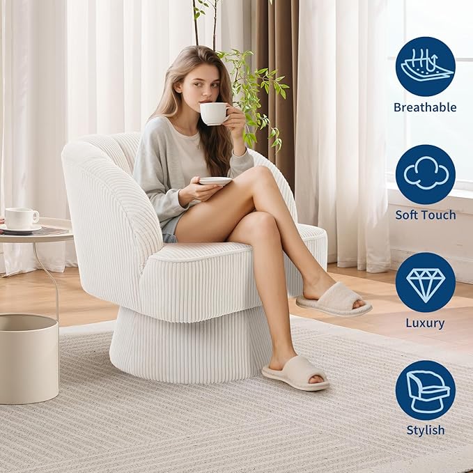 Garvee Ultra-Plush Swivel Accent Chair, 360° Barrel Lounge Chair - Image 6