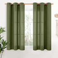 YoungsTex Olive Green Linen Curtains 45 Inch Length 2 Panels by YoungsTex