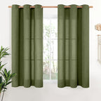YoungsTex Olive Green Linen Curtains 45 Inch Length 2 Panels by YoungsTex