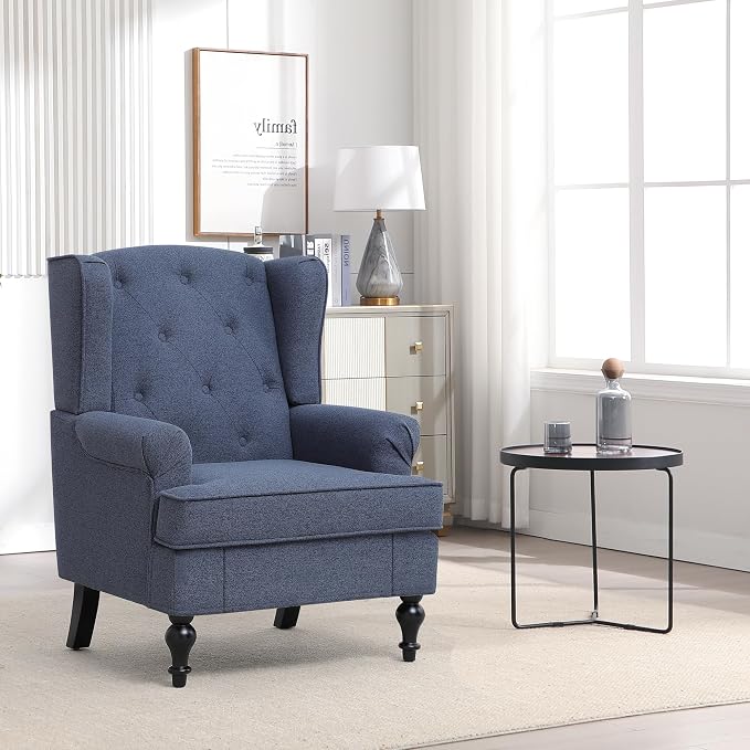 Accent Chair for Living Room, Mid Century Modern Upholstered Armchair, Wingback - Image 8