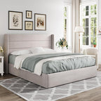 Allewie Full Size Lift Up Storage Bed, Modern Wingback Headboard, Hydraulic - Image 8
