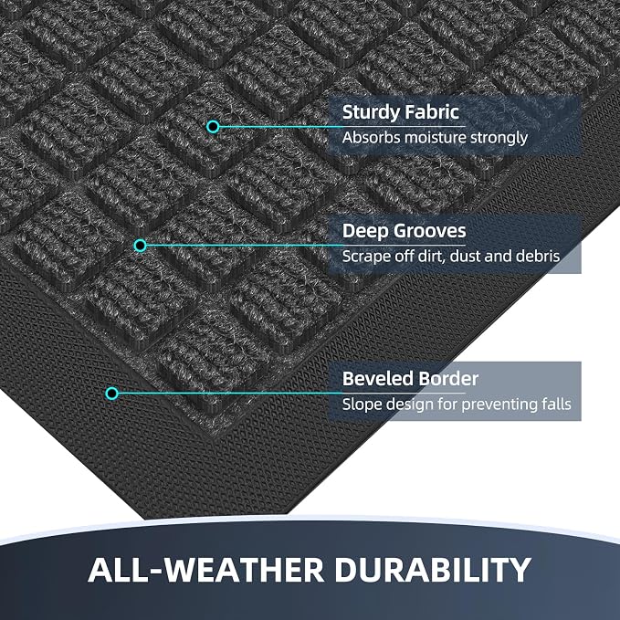 Front Door Mat Outside Entrance, Heavy Duty Waterproof Doormat | 61.5"x36" - Image 3