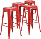 Flash Furniture Lily 4 Pack Commercial Grade 30" High Backless Red Metal by FlashFurniture