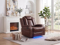 Power Recliner Chair with LED Lights, Leather Manual Recliner 1 Seat, Living by Unknown