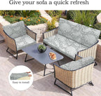 CALBODE Ourdoor Cushion Covers Waterproof Set of 8 Floral Printed Stretch Patio - Image 5
