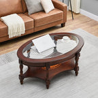 Traditional Solid Wood Oval Coffee Table, Elegant Center Table - Image 9