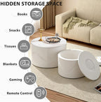 Round Nesting Coffee Table Set of 2, Circle Coffee Tables - Image 4