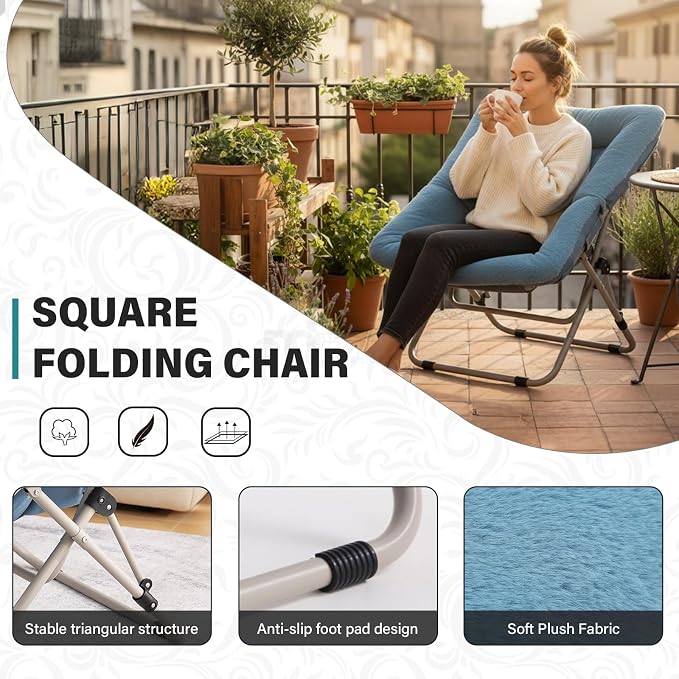 Tiita Comfy Saucer Chair, Soft Faux Fur Oversized Folding Accent Chair - Image 8