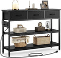 Lulive Entryway Table with Power Outlets, Console Table with 3 Fabric Drawers by Lulive