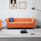ORRD 2 Piece Living Room Set, Velvet Chesterfield Sofa Couch Chair - Image 3