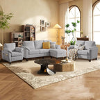4 Piece Modern Corduroy Sofa Set, L-Shaped Sectional Couch - Image 3