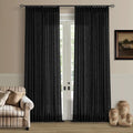 Black Pinch Pleated Linen Semi Sheer 108 Inch Curtains 2 Panels | Light by Twodrapes