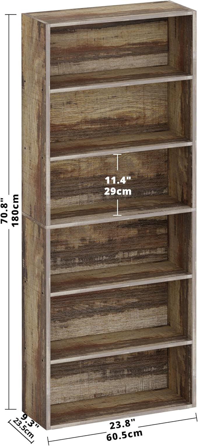 IRONCK Bookshelves and Bookcases Floor Standing 6 Tiers Display Storage Shelves - Image 3