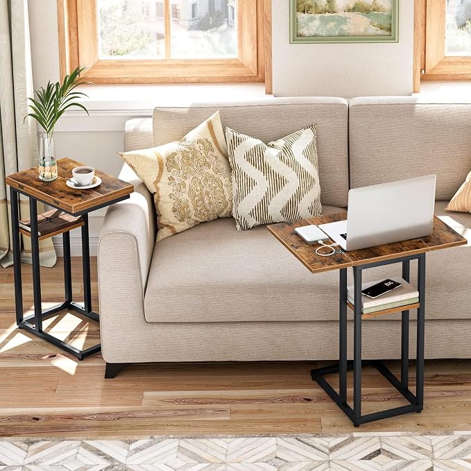 HOOBRO Foldable End Table, C Shaped Side Table - Image 2