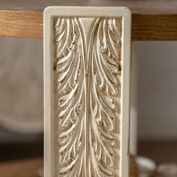 Carved Wooden Retro End Table, Double-Layer Storage Side Table - Image 6