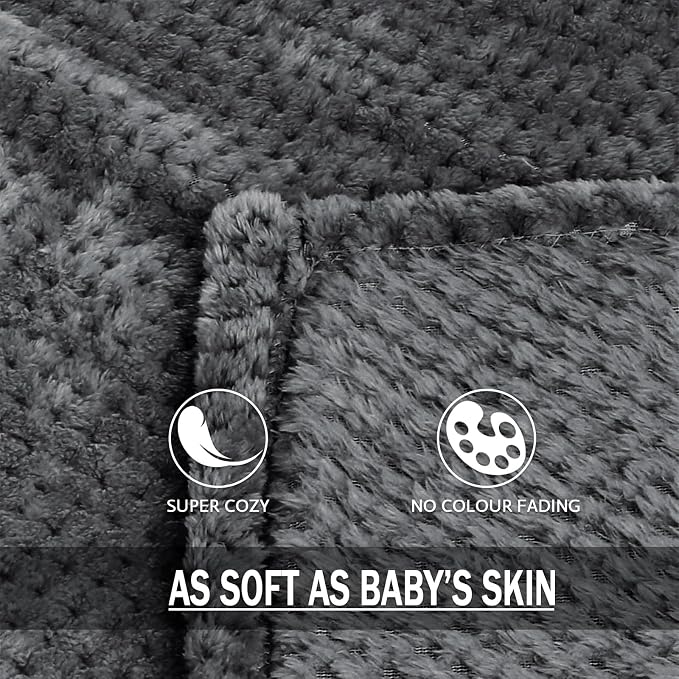 Exclusivo Mezcla Soft Waffle Fleece Bed Blanket Queen Size, Cozy Flannel - Image 7