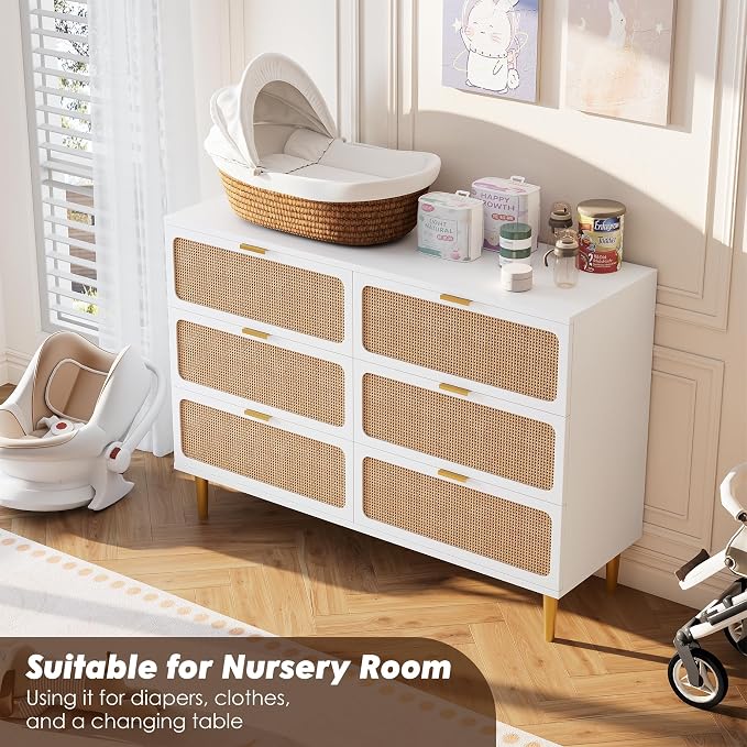 GarveeHome Rattan 6 Drawer Dressers - Image 5