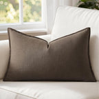 MIULEE Decorative Linen Lumbar Pillow Cover 12x20 Inch Dark Coffee | Fall by MIULEE