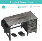 Lufeiya Computer Desk with File Drawers Cabinet, 47 Inch Home Office Desks with - Image 3