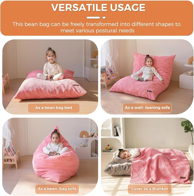 MAXYOYO 3 in 1 Kids Bean Bag Chair Couch, Convertible Chair Folds from Bean Bag - Image 4