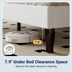 Allewie Queen Bed Frame with Adjustable Velvet Tiara Headboard, Upholstered - Image 4