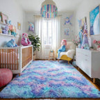 Amdrebio Purple Rainbow Mermaid Plush Area Rug 5x7 - Image 5